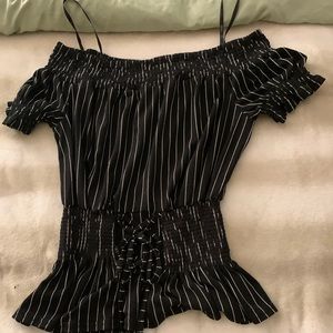 Strapless Black and White Striped Shirt